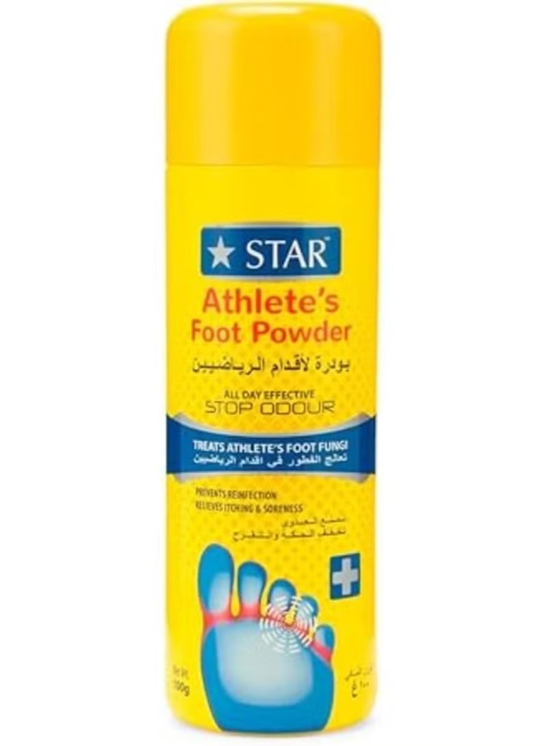 Athlete's Foot Powder with Mint and Menthol - Antibacterial, antifungal, and deodorant formula for sweaty, smelly, and odor-causing feet. Controls odor and provides a refreshing feeling. 100g